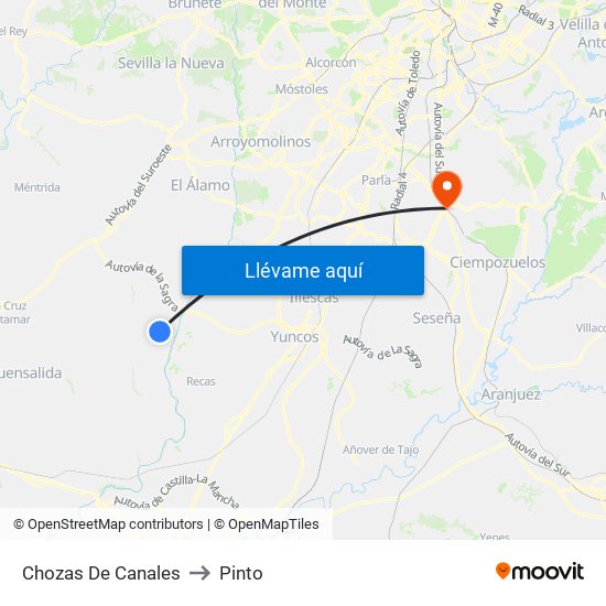 Chozas De Canales to Pinto map