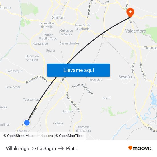 Villaluenga De La Sagra to Pinto map