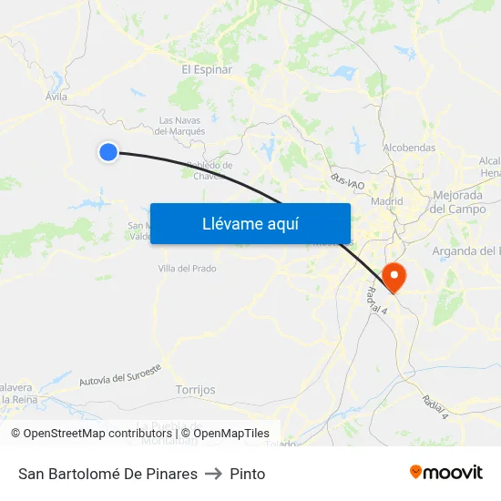 San Bartolomé De Pinares to Pinto map