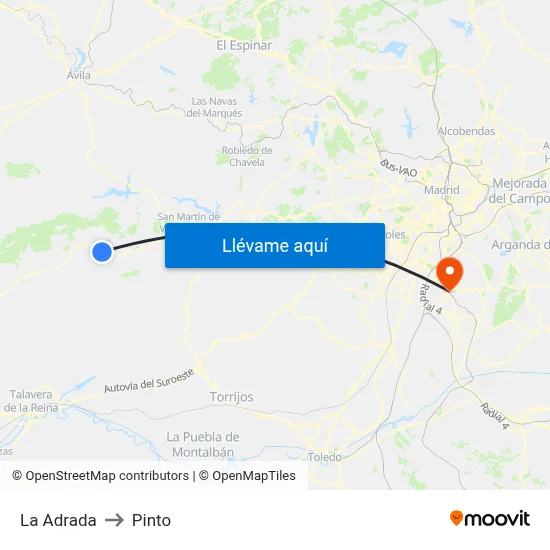 La Adrada to Pinto map