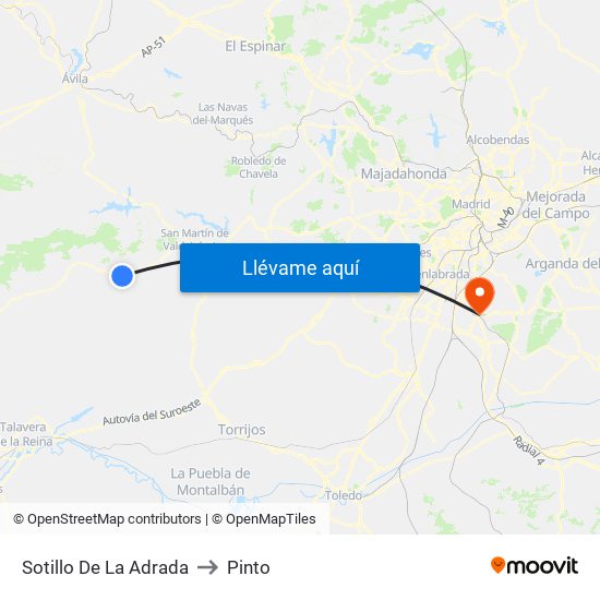 Sotillo De La Adrada to Pinto map