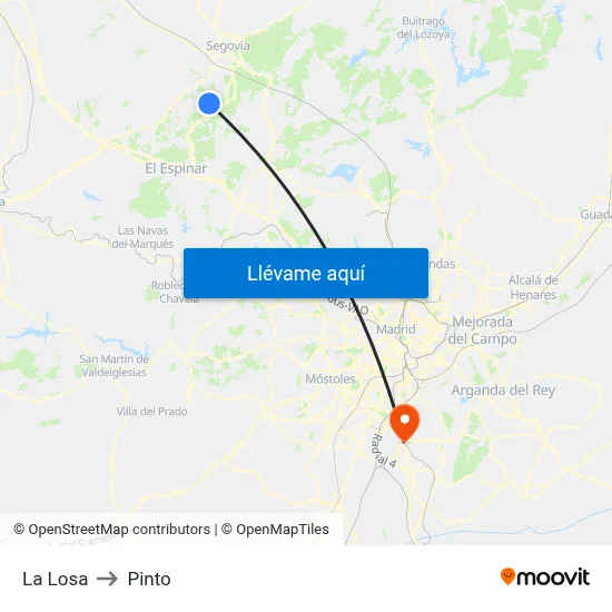 La Losa to Pinto map