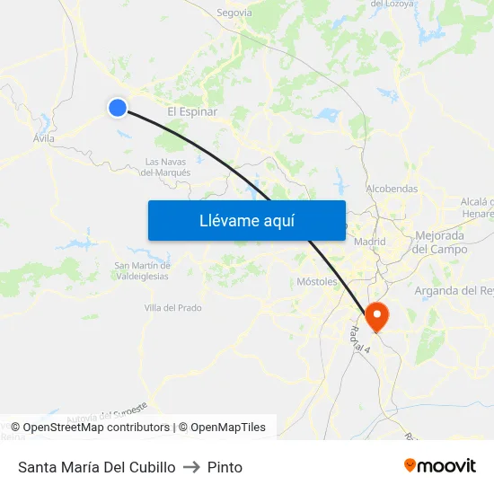 Santa María Del Cubillo to Pinto map