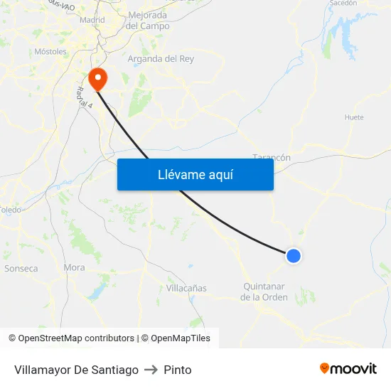 Villamayor De Santiago to Pinto map