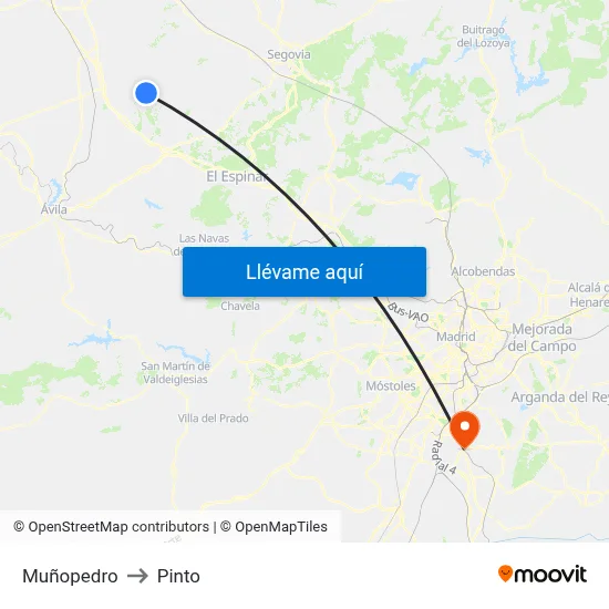 Muñopedro to Pinto map