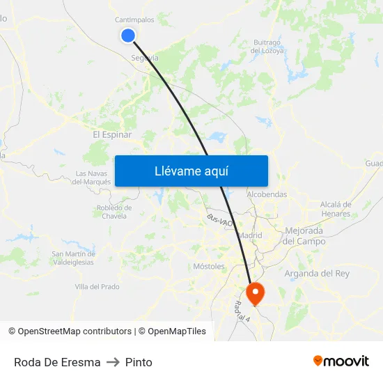 Roda De Eresma to Pinto map