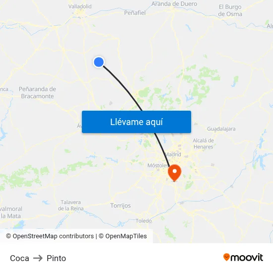 Coca to Pinto map