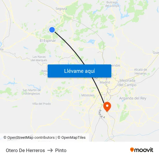 Otero De Herreros to Pinto map