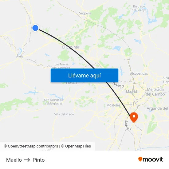 Maello to Pinto map