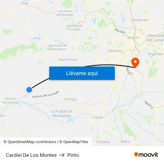 Cardiel De Los Montes to Pinto map