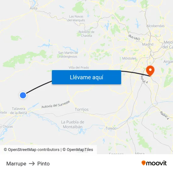 Marrupe to Pinto map