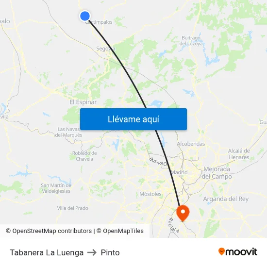 Tabanera La Luenga to Pinto map