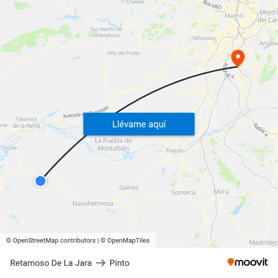 Retamoso De La Jara to Pinto map