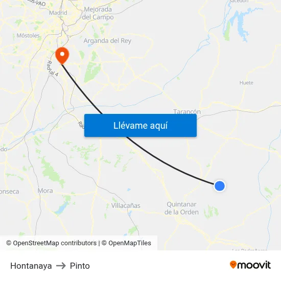 Hontanaya to Pinto map
