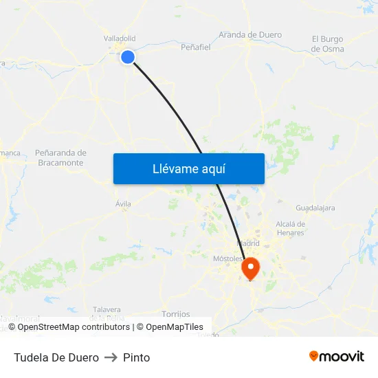 Tudela De Duero to Pinto map