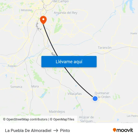 La Puebla De Almoradiel to Pinto map