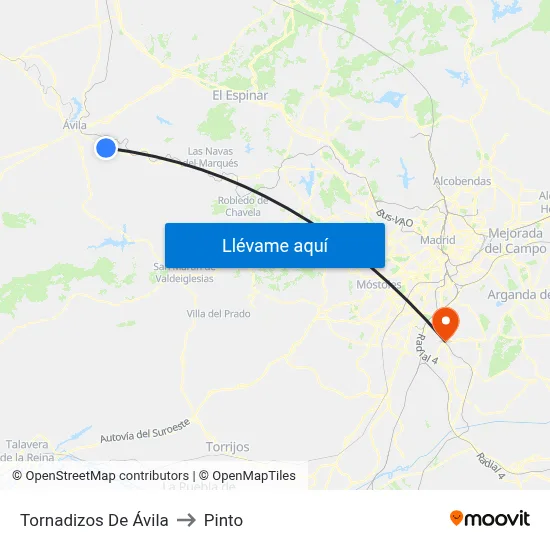 Tornadizos De Ávila to Pinto map