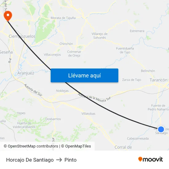 Horcajo De Santiago to Pinto map