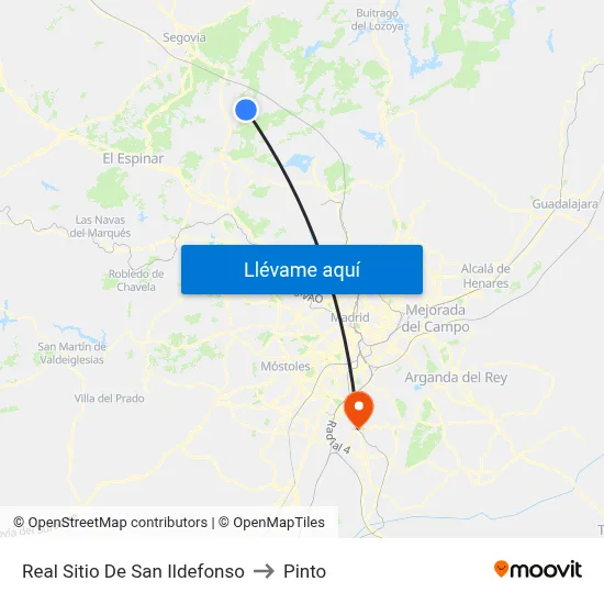 Real Sitio De San Ildefonso to Pinto map