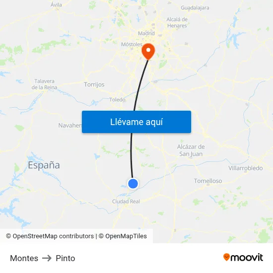 Montes to Pinto map