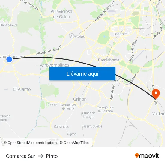 Comarca Sur to Pinto map