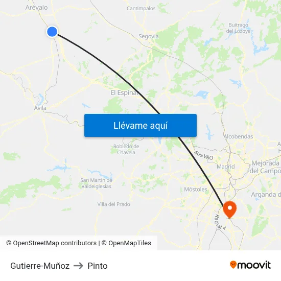 Gutierre-Muñoz to Pinto map