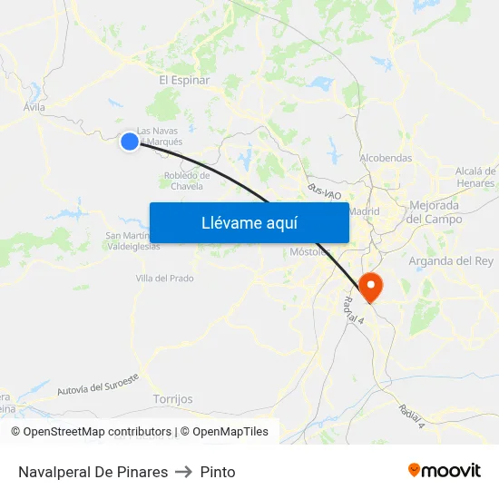 Navalperal De Pinares to Pinto map