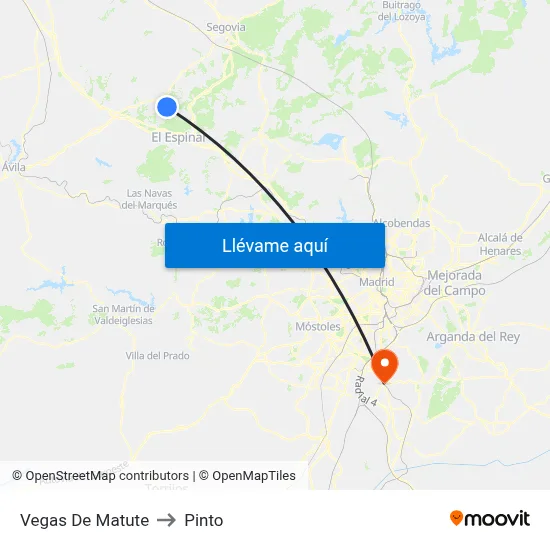 Vegas De Matute to Pinto map
