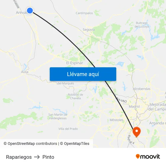 Rapariegos to Pinto map