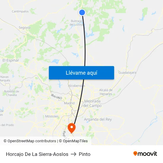 Horcajo De La Sierra-Aoslos to Pinto map