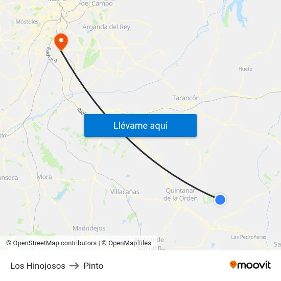 Los Hinojosos to Pinto map