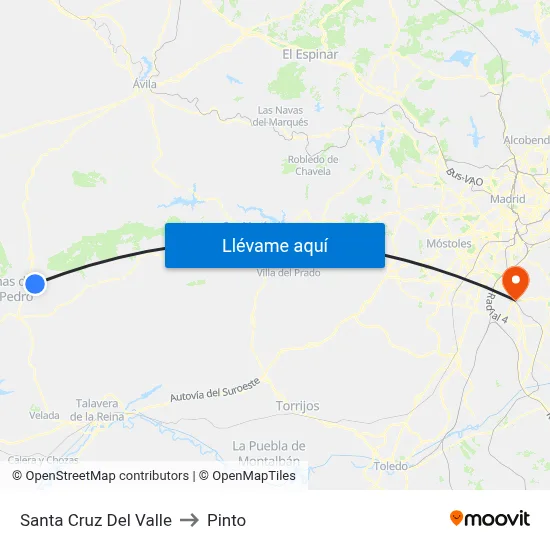 Santa Cruz Del Valle to Pinto map
