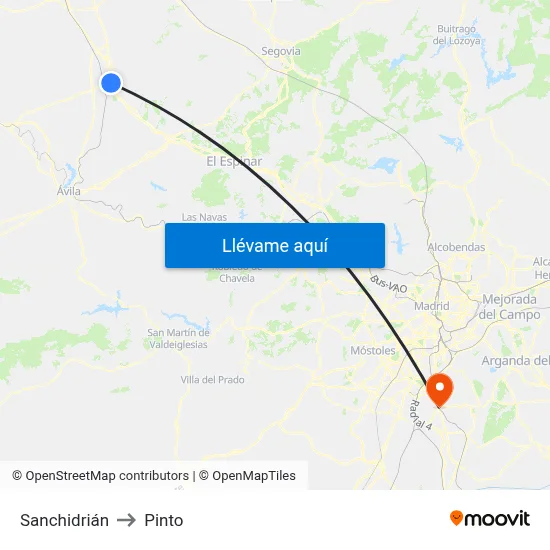 Sanchidrián to Pinto map