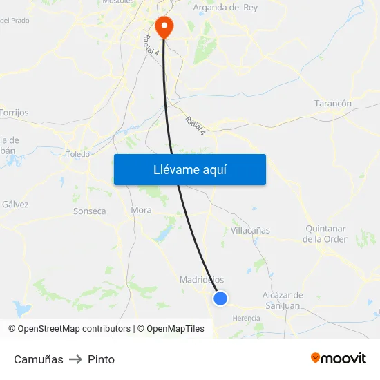 Camuñas to Pinto map