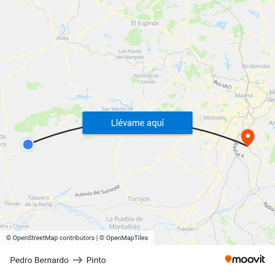Pedro Bernardo to Pinto map