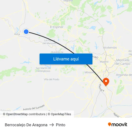Berrocalejo De Aragona to Pinto map