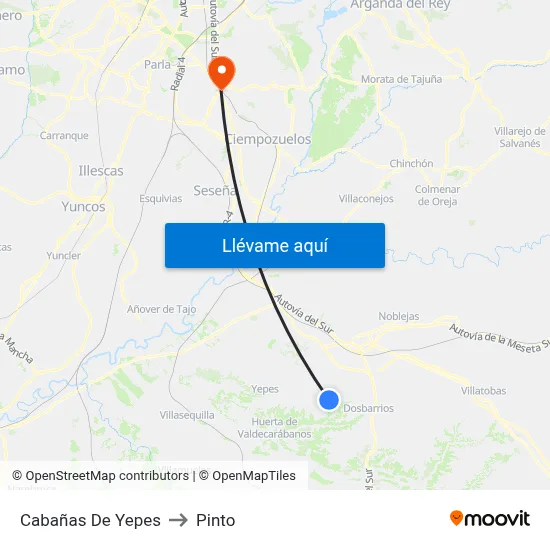 Cabañas De Yepes to Pinto map