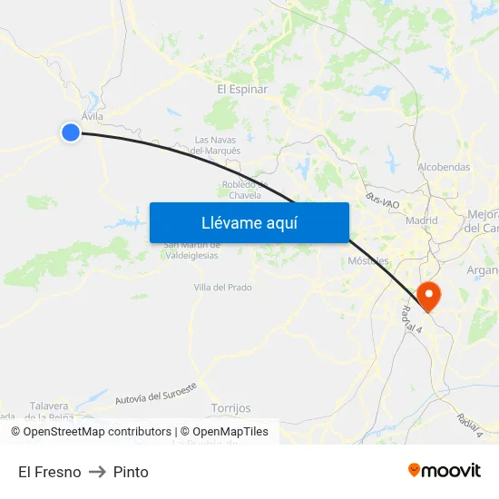 El Fresno to Pinto map