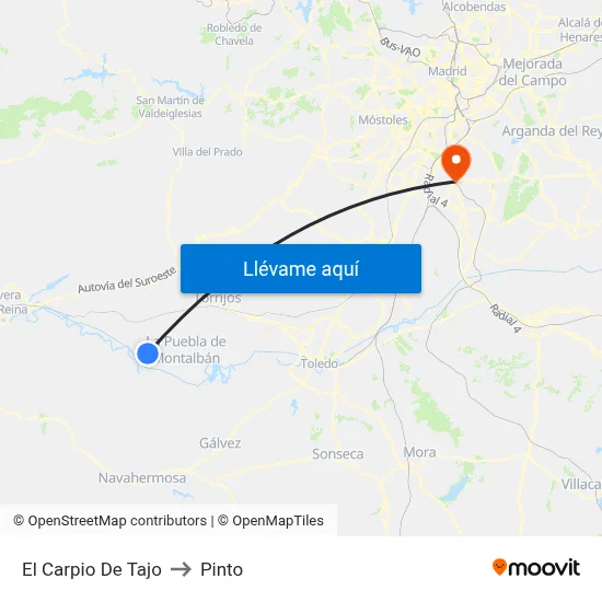 El Carpio De Tajo to Pinto map