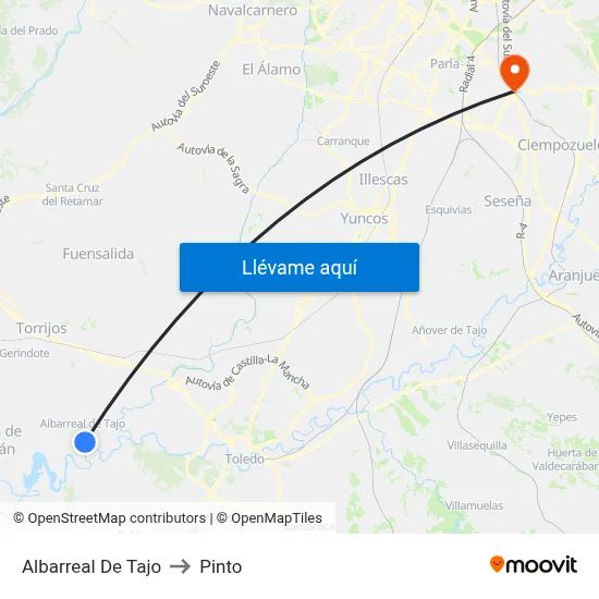 Albarreal De Tajo to Pinto map