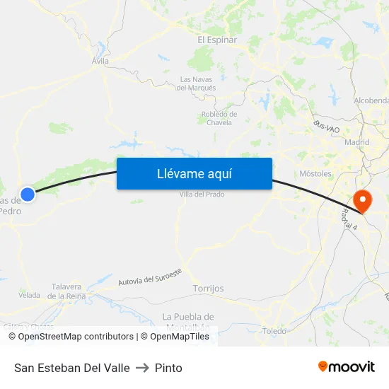 San Esteban Del Valle to Pinto map