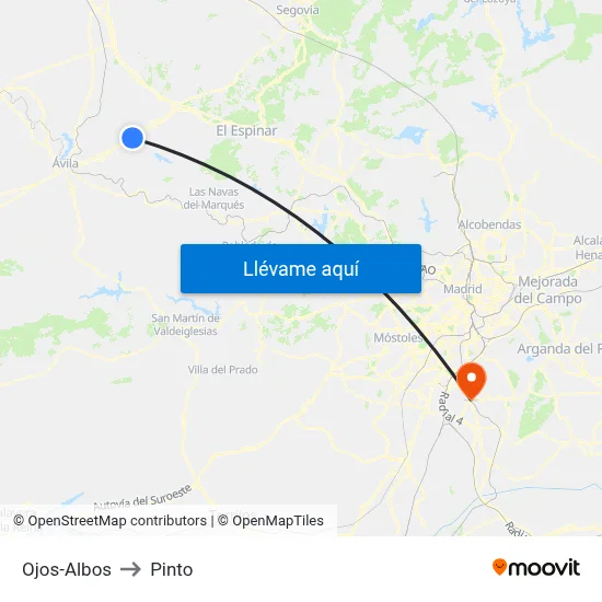 Ojos-Albos to Pinto map