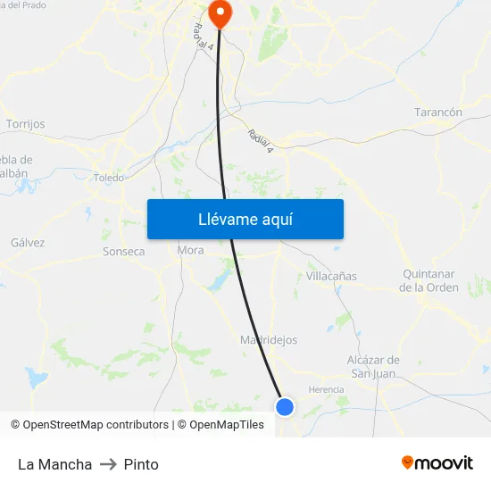 La Mancha to Pinto map