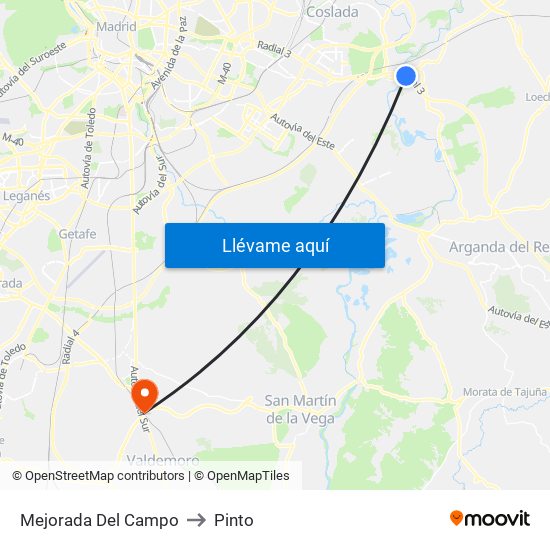 Mejorada Del Campo to Pinto map