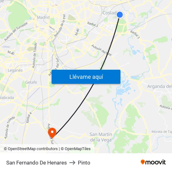 San Fernando De Henares to Pinto map