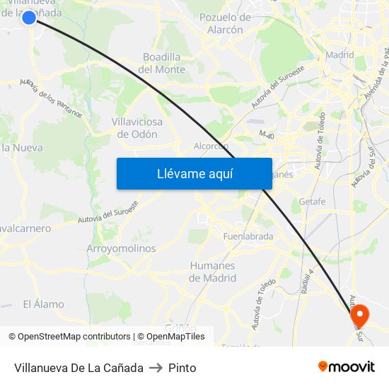 Villanueva De La Cañada to Pinto map