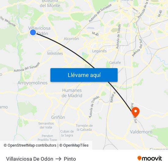 Villaviciosa De Odón to Pinto map