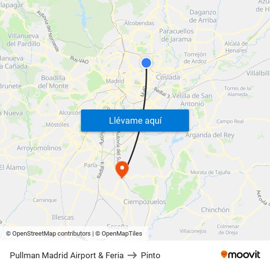 Pullman Madrid Airport & Feria to Pinto map