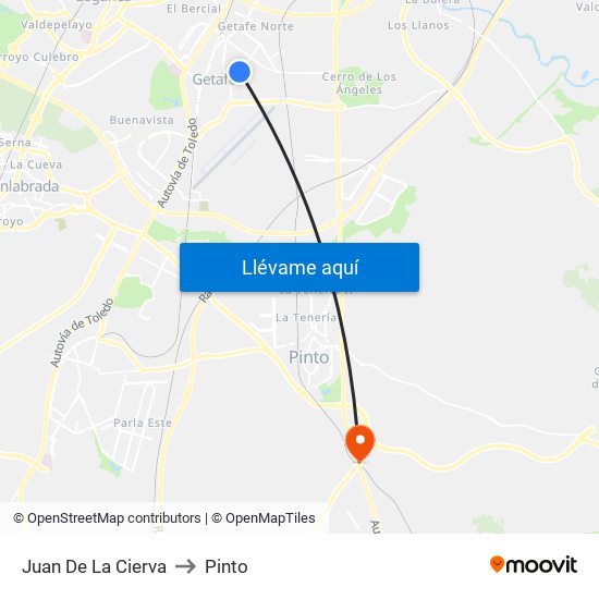 Juan De La Cierva to Pinto map
