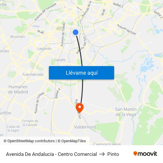 Avenida De Andalucía - Centro Comercial to Pinto map